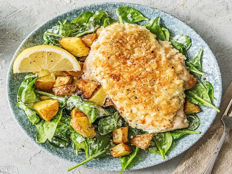 Chicken Parm Salad With Baby Spinach And A Creamy Lemon Dressing Recipe Whisk