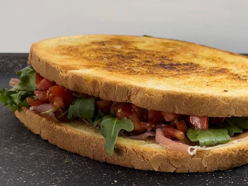 Giant Prosciutto Bruschetta sandwich Recipe Whisk