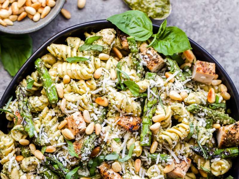 Grilled Chicken and Asparagus Pesto Pasta Recipe - Whisk