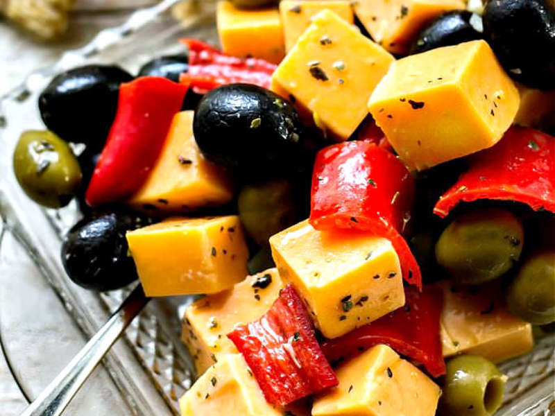 Marinated Cheese Peppers and Olives Recipe Whisk